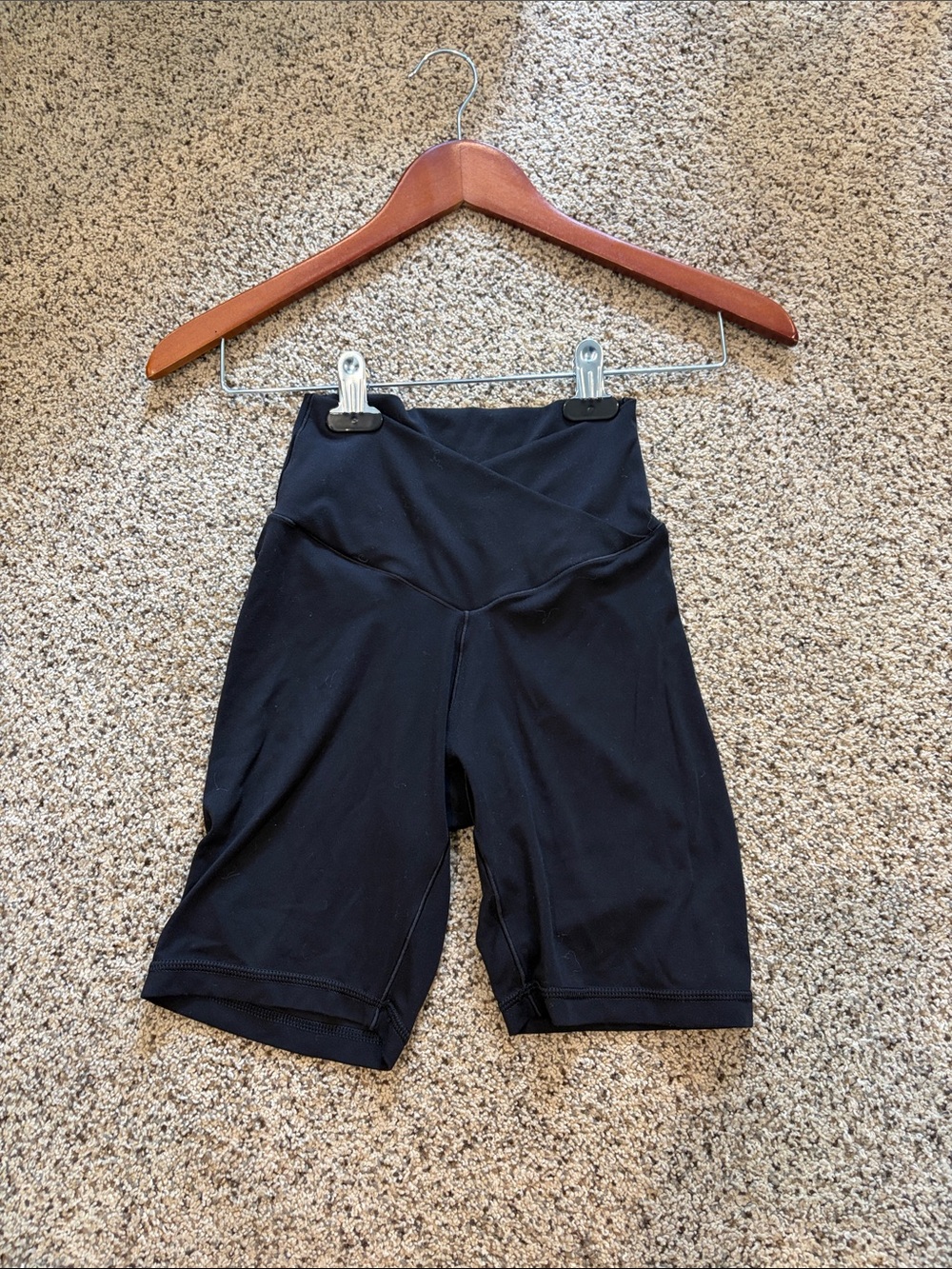 aerie Black High-Rise Bike Shorts with Crossover Waistband